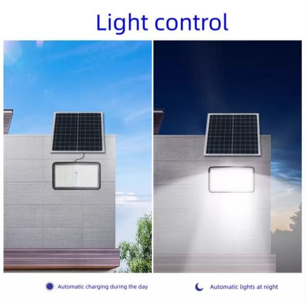 Energy Saving Solar Flood Light Outdoor Super Bright with Large Solar Panel Long Standby Remote Control LED Security Light
