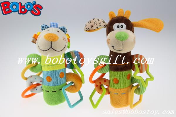 Colorful Plush Funny Dog Infant Toy Baby Stick Educational Toys With Plactic Accessory