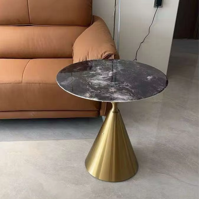 Sturdy Durable Gold Iron Base Corner Table Exquisite Modern Rock Slab for Living Room Sofa Side Coffee Office-Metal Wholesale