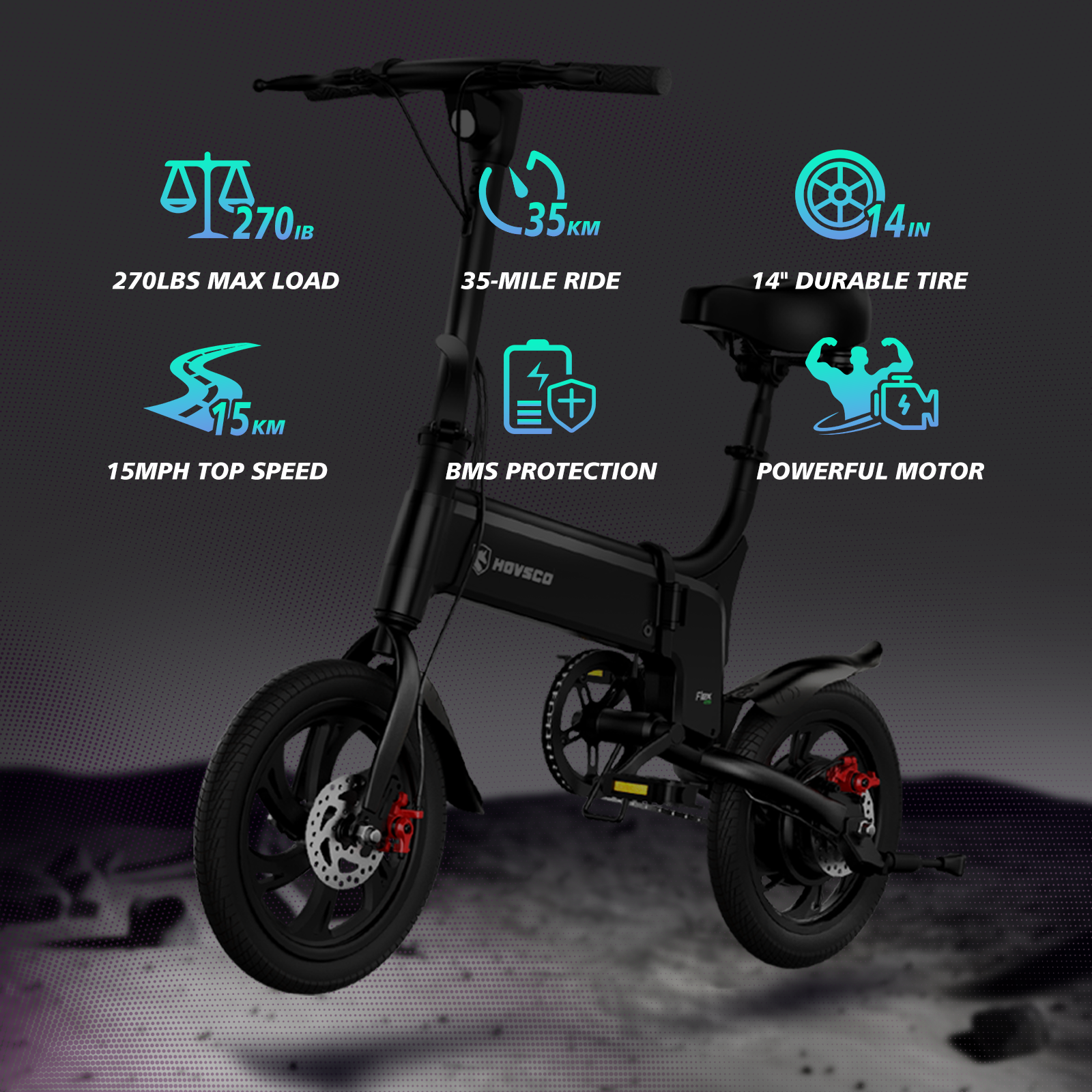 14 Inch Mini Folding Electric Bike 36V 7.8Ah 25kmh Portable Commuter Ideal for Car Trunk