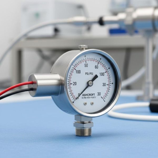 50 mm HPS High Purity Pressure Gauge With Reed Switch Stainless Steel Structure Ultra-high purity gauge with reed switch alarm output. For semiconductor and cleanroom systems.