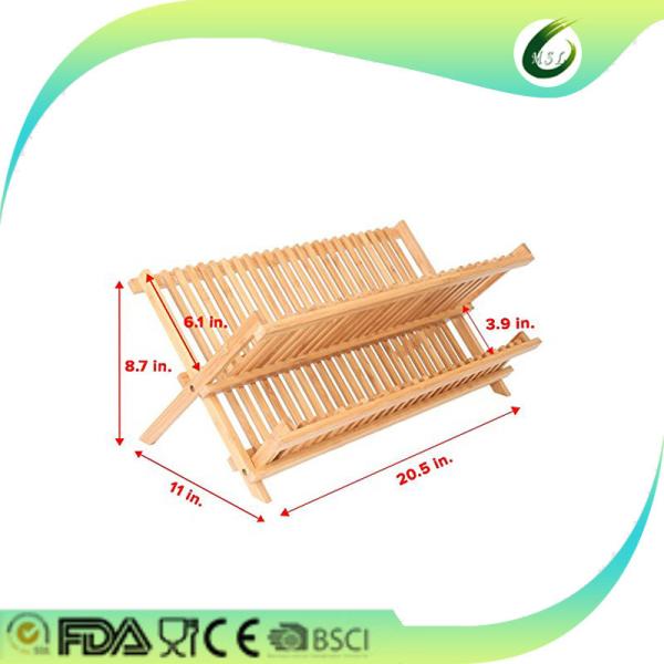 Wood bamboo dish rack with utensil holder for the kitchen