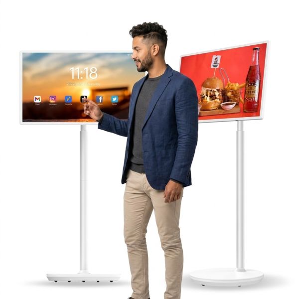 Portable 32 Inch Incell Touch Display Screen Rotate USB Wifi Smart Online Television TV for Work Studying Gaming