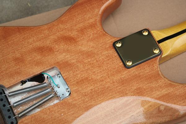 Custom Natural Wood Color Electric Guitar with SSS Pickups,Acrylic Pickguard,Scalloped Neck