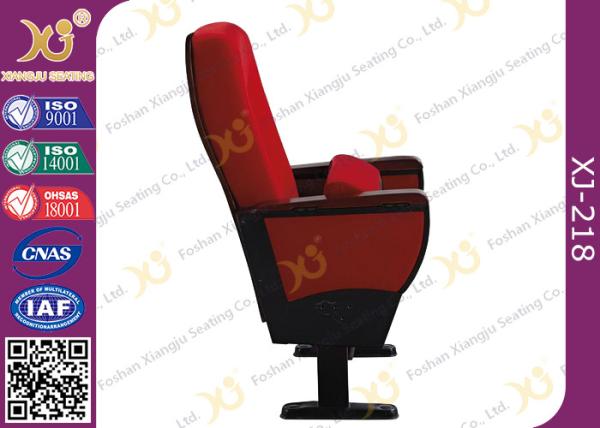 Solid Rubber Wood Armrest Audience Seating Chairs Fire Retardant Fabric