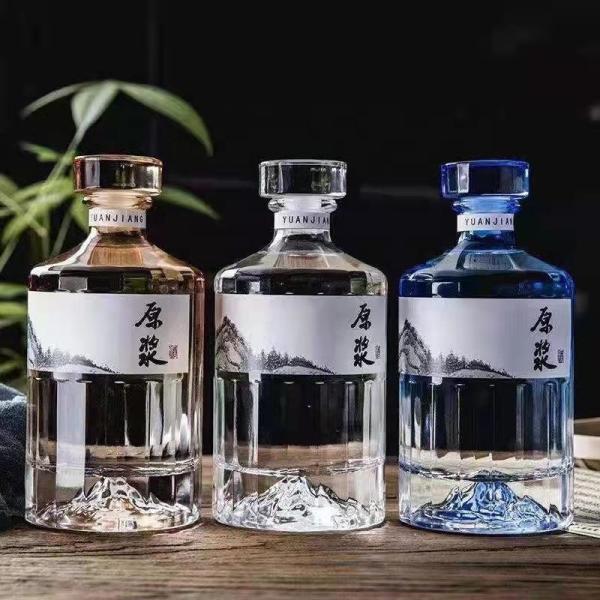 Super Flint Material Collar Custom Empty 500ml Glass Bottle for Whiskey Unbreakable Design