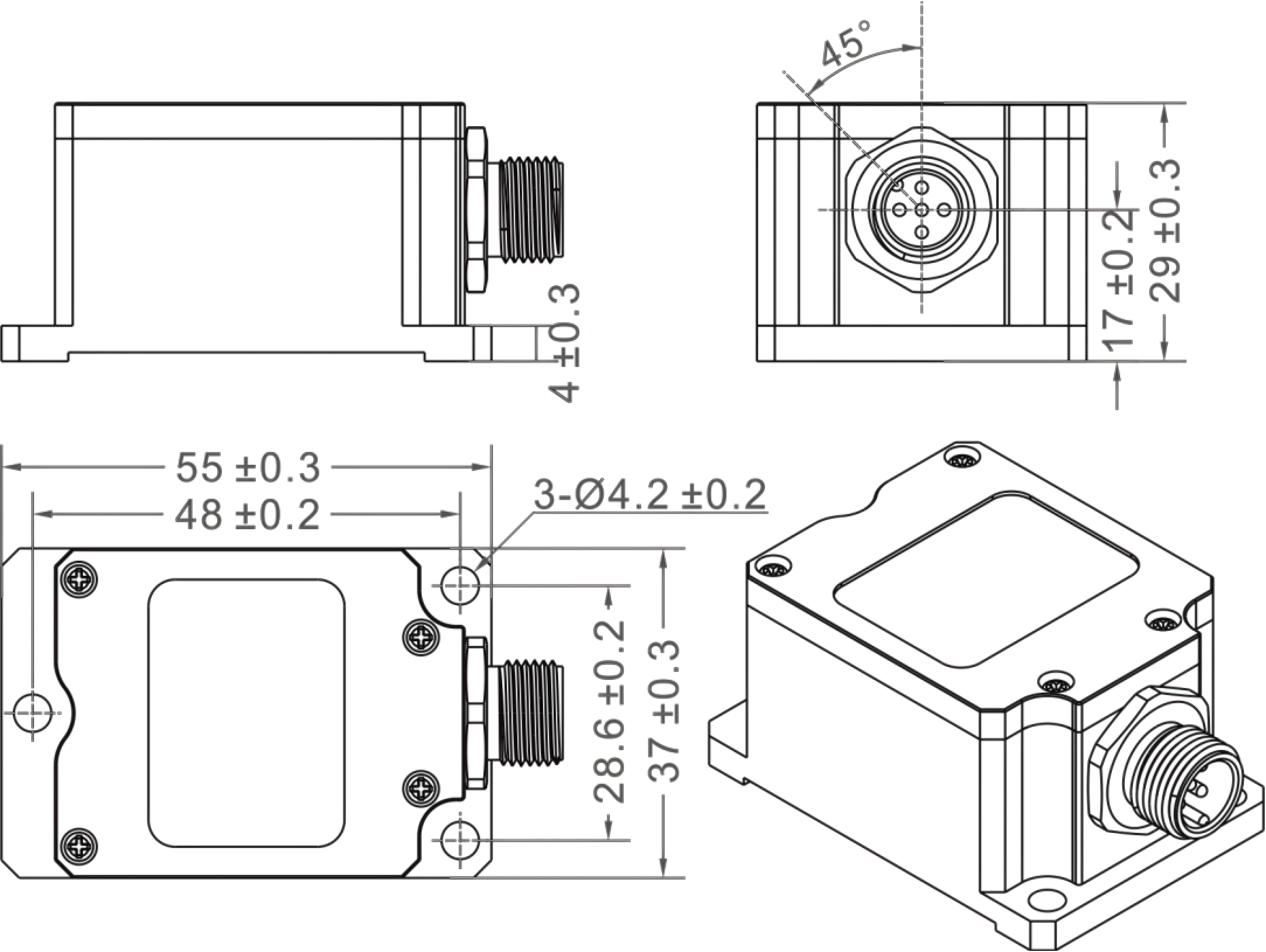 GKC370 MEMS Triaxial Vibration Sensor 0.5-4.5V Output Signal
