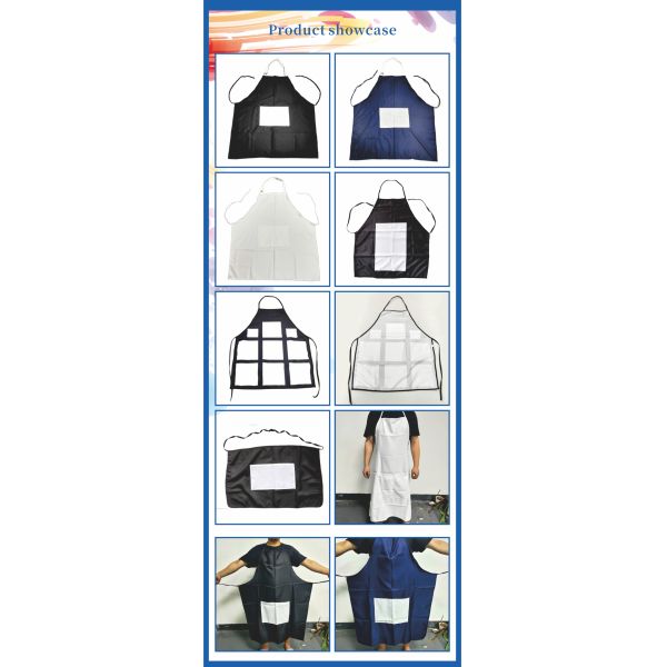 Sublimation Blanks100%polyester/satin 72*65cm 9panel Waist Apron for Adult Women Man Custom logo Kitchen Black Half Length Apron