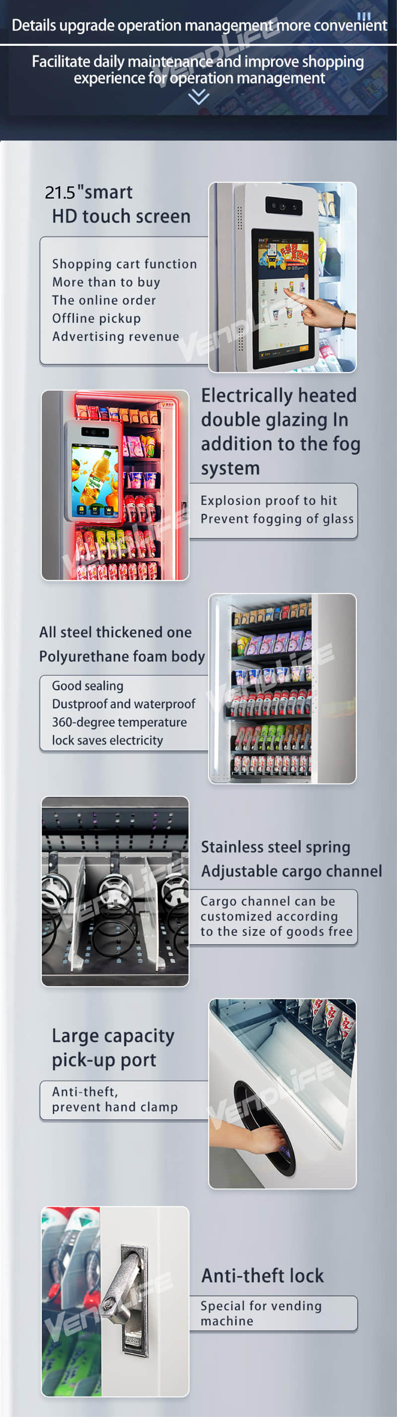 Smart Beverage Vending Machine with 21.5 Inch Touch Screen, Refrigerated Drink Dispenser, Cashless Payment and Remote Management System for Commercial Self Service Retail