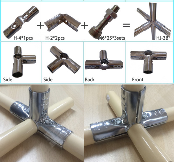 T Shape Vertical Metal Joint Chroming Connector For Industrial Stage HJ-3D