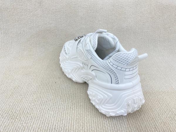 Women white flat fashion sneakers with paillette crystal breathable mesh and low cut