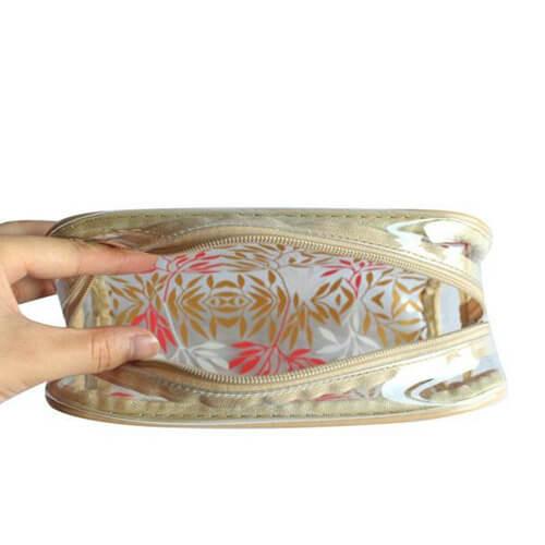 Waterproof Custom Cosmetic Bags , PVC Printed Zipper Tiny Toiletry Makeup Pouch Bag 