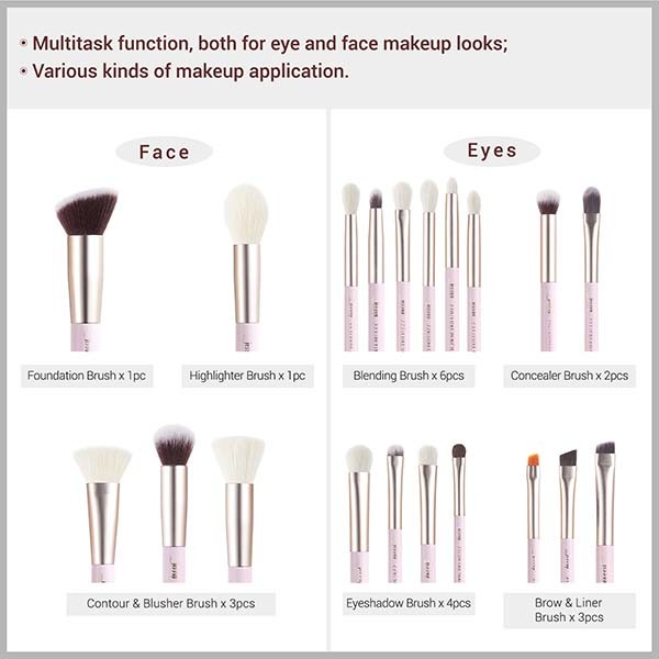 Jessup 20pcs Pro Makeup Brushes Set Aluminium Ferrule Wood Handle