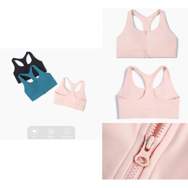 Front Zipper Womens Sports Bra Shockproof High Impact Racerback Tops