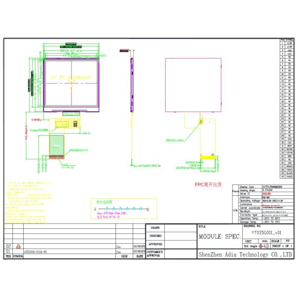 3.5 Inch TFT LCD Touch Screen High Resolution Liquid Crystal Display 18Bit RGB Interface