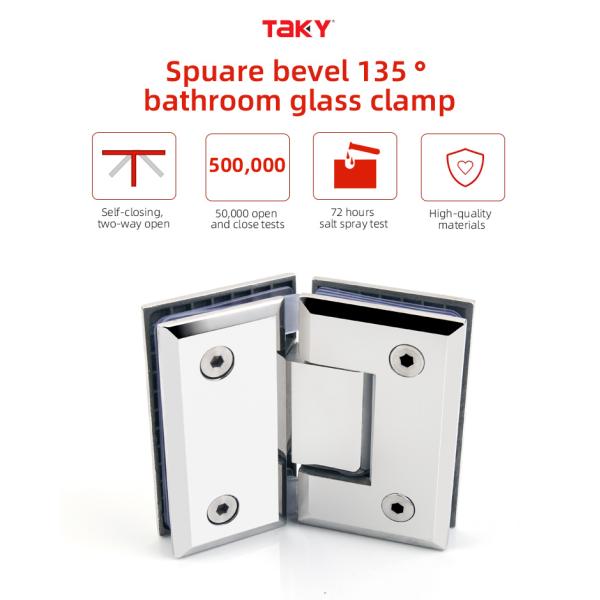 Secure Door Closure 8-12MM Glass Brushed Gold Shower Frameless Glass Door Pivot Hinge