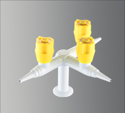 Chemical Resistant Laboratory Accessories Solid Brass Two Way Gas Valve Epoxy Coated