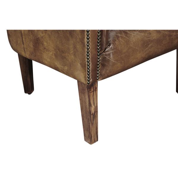 Vintage Cigar Leather Occasional Chairs With Solid Wood Legs For Home / Office