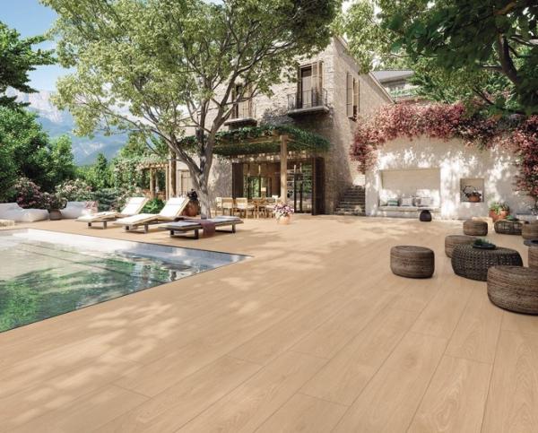 Yellow Brown Wooden Porcelain Floor Strips 200x1200mm