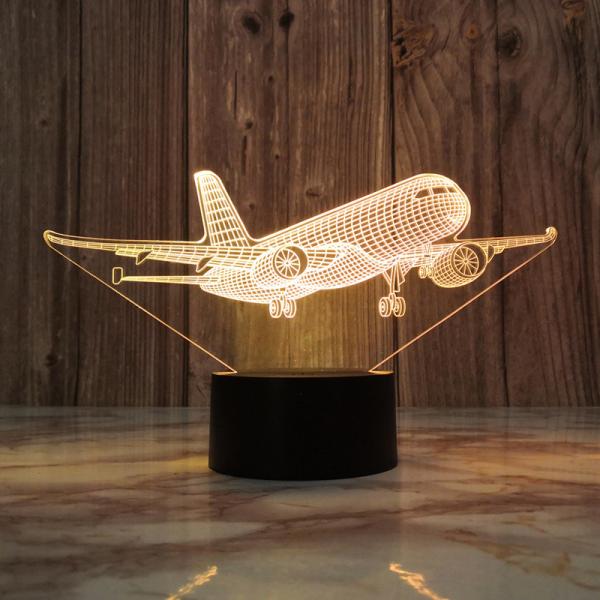 Usb Smooth Plane 3D Illusion Lamp Black Base Touch Led Night Light