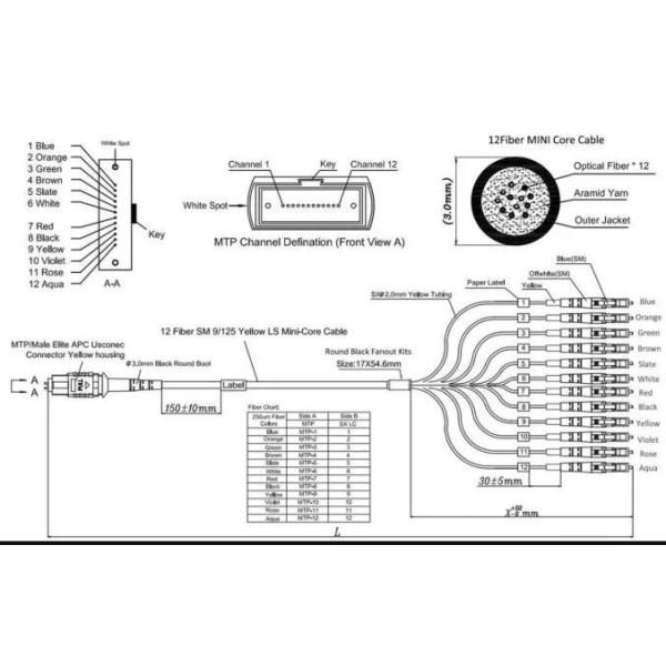MPO MTP 40G QSFP+ К проводке оптического волокна 4X10G SFP+