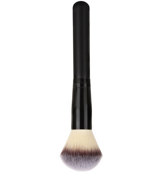 Popular Black  Handle Makeup Powder Brush With Aluminium Ferrule