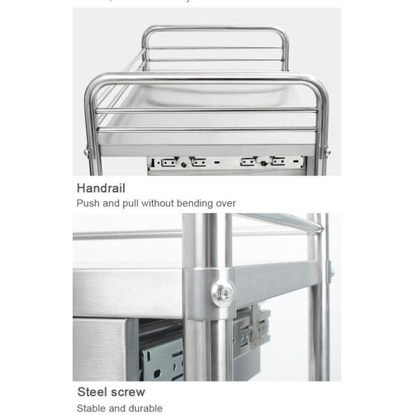 2 capas Hospital de acero inoxidable carro de instrumentos médicos