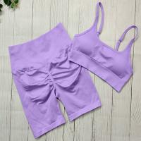 Women Seamless Yoga Workout Set 2 Piece Outfits Gym Push Up Shorts And Sports Bra