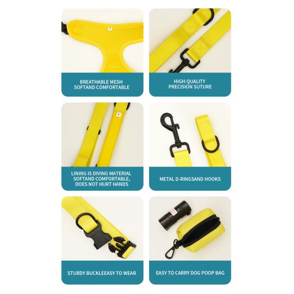 Polyester Leopardo Impresión Arnés de mascotas Conjuntos de logotipo de collar ajustable correa de malla Arnés para perros