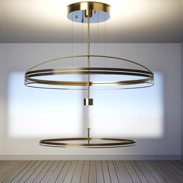 Adjustable Height Brass Copper Circular Chandelier with UV Printing
