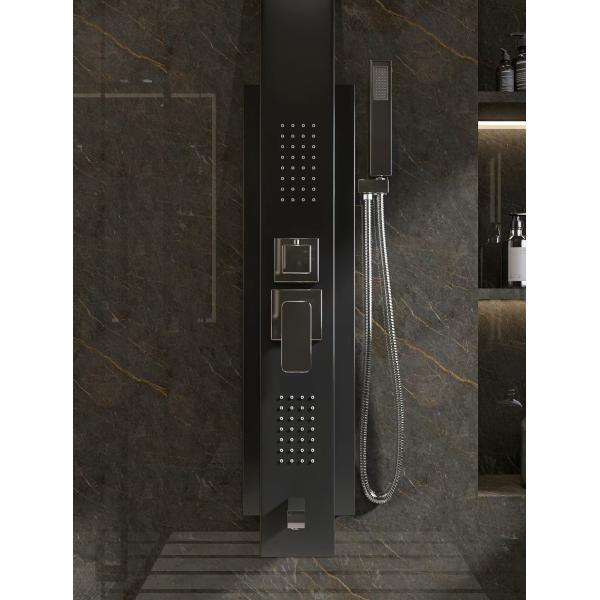 Bathroom Led Shower Panel with Thermostatic Function and Waterfall Stainless Steel