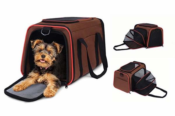 Breathable Brown Airline Approved Pet Carrier Bag For Puppies Kittens Rabbits