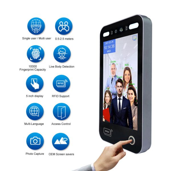 8 Inch SDK WiFi Biometric Attendance Terminal Night Vision Face Recognition Access Control Time Recording Cloud Storage