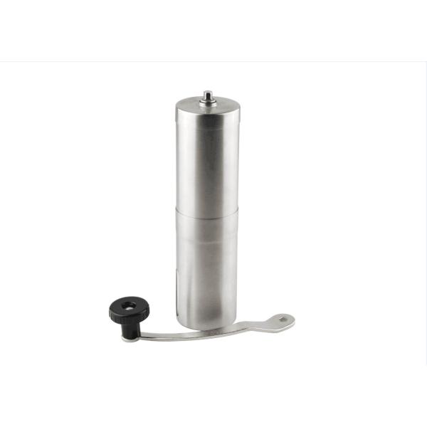 Brushed Protable Hand Operated Coffee Grinder , Manual Burr Coffee Grinder