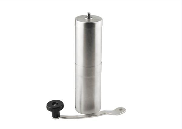 Brushed Protable Hand Operated Coffee Grinder , Manual Burr Coffee Grinder