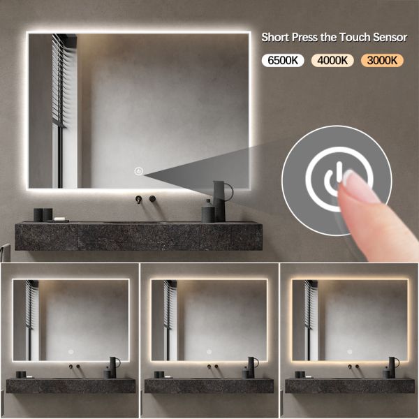 Acrylic Frame Smart Touch LED Demister Mirror , Bathroom Mirror With Lights And Demister