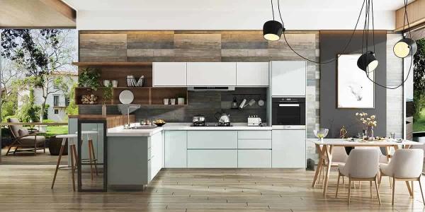 Meubles bas de cuisine en acier inoxydable sablé avec îlot en bois ODM