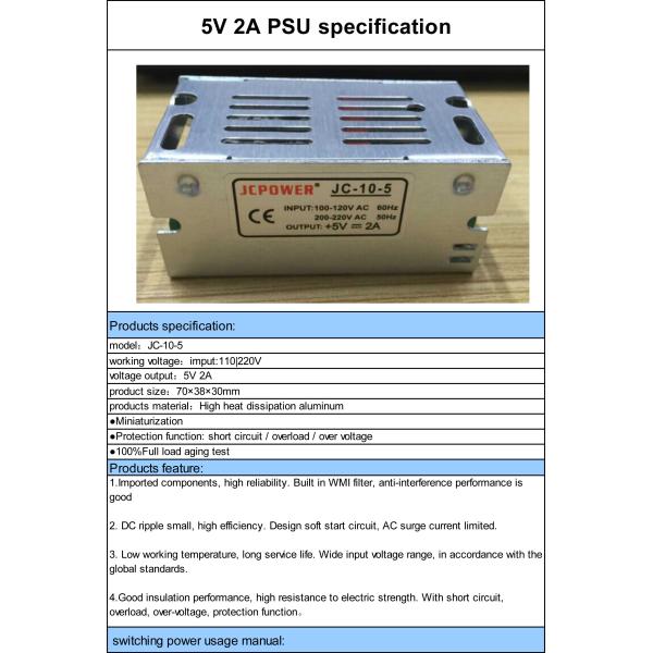 5V 2A aluminum Switching Power Supply/ LED power supply