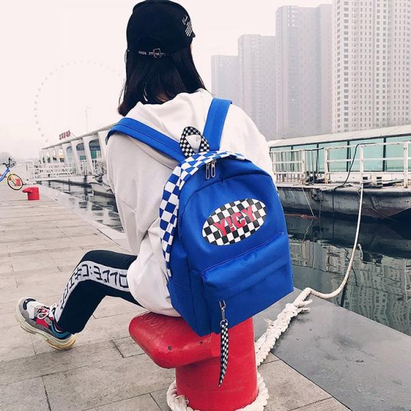 New 2018 backpack checkerboard pattern hip-hop street trend student bag