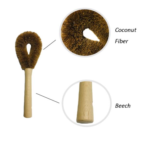 Natural Beech Wood Household Cleaning Brushes 23.5cm Palm Bowl For Kitchen