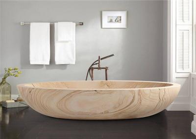 Oval Shaped Durable Natural Stone Bathtub Sandstone Travertine Material