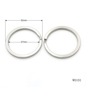 32mm Stainless Steel Flat Split Key Ring - Rust-Free Heavy-Duty O Ring with
