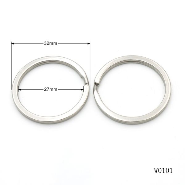 32mm Stainless Steel Flat Split Key Ring - Rust-Free Heavy-Duty O Ring with Custom Engraving & Chain Option