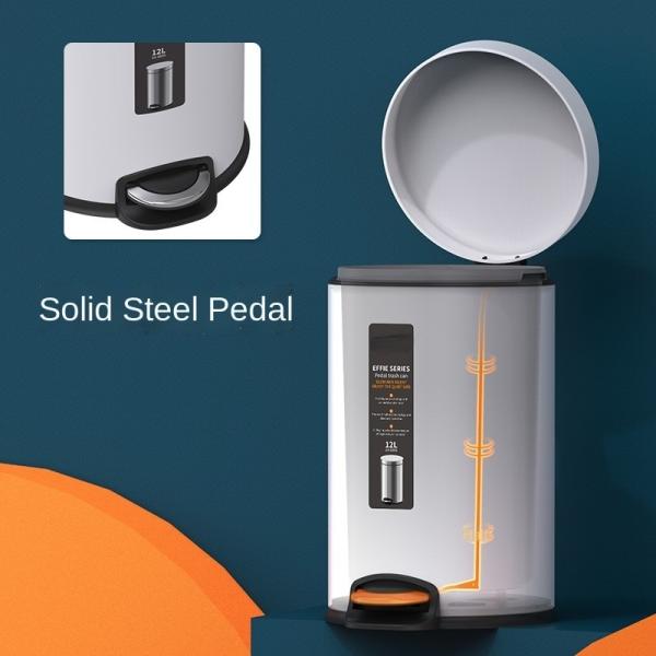13 Gallon Embedded Round Step Custom Metal Compressible Stainless Steel Trash Can With Foot Pedal