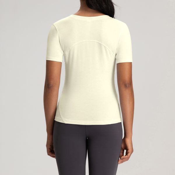 Short Sleeve Women's Athletic Top Yoga Activewear Slim Fit Moisture Wicking Olive Green