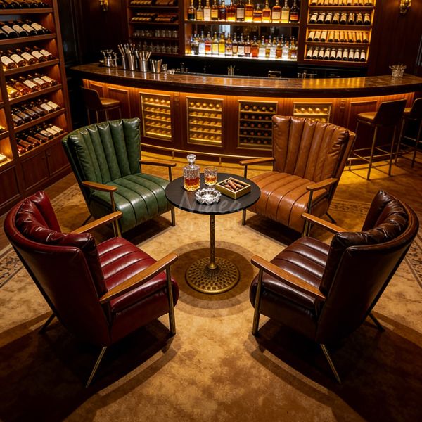 Nidea #960 Vintage-style Single Armchair Retro Waxed Leather  Chair Wrought Iron American Godfather tiger Chair