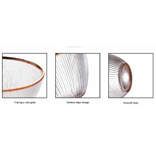 ODM Прозрачное кристаллическое стекло Фруктовые миски Столовые принадлежности с золотым ободом