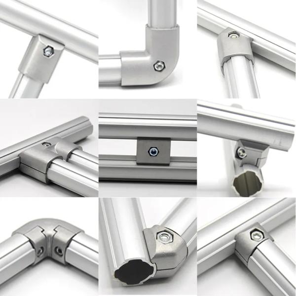 DY28-03A Industrial Aluminium Silver Alloy Pipe OD 28mm Workbench Rack Lean Tube