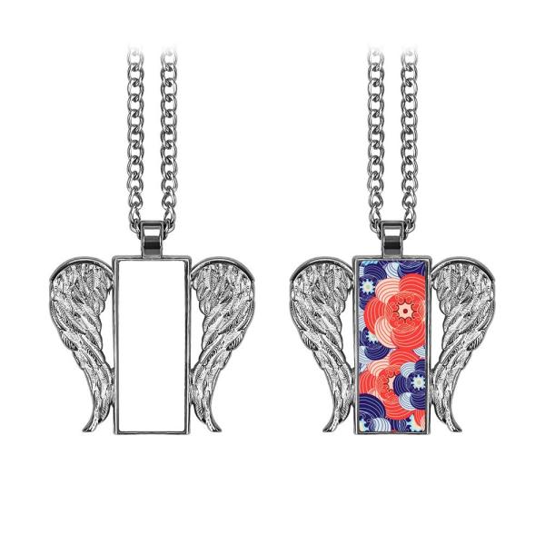 Sublimation Photo Necklace Blanks Wings Pendant Ornament Diy Printing Customized Logo Sublimation Angel Wing Necklace