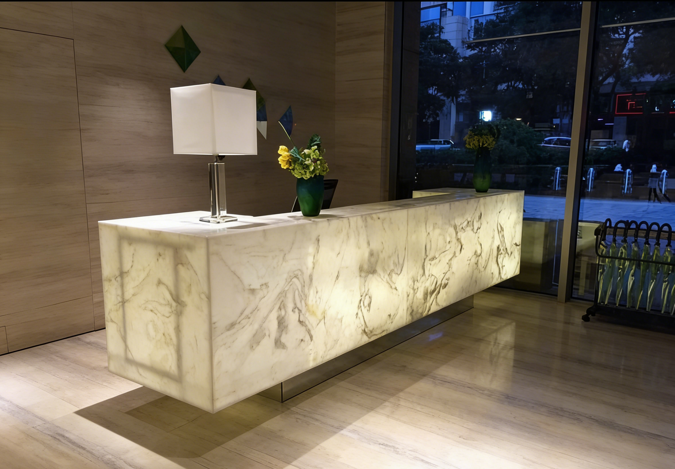 Custom Acrylic Illuminated Bar Counter & Reception Desk | Premium Lighting Solution for Commercial Spaces